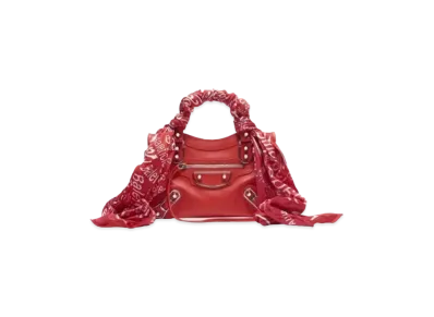 BALENCIAGA Classic Metallic Edge City Mini Scarf Shoulder Bag "Red"