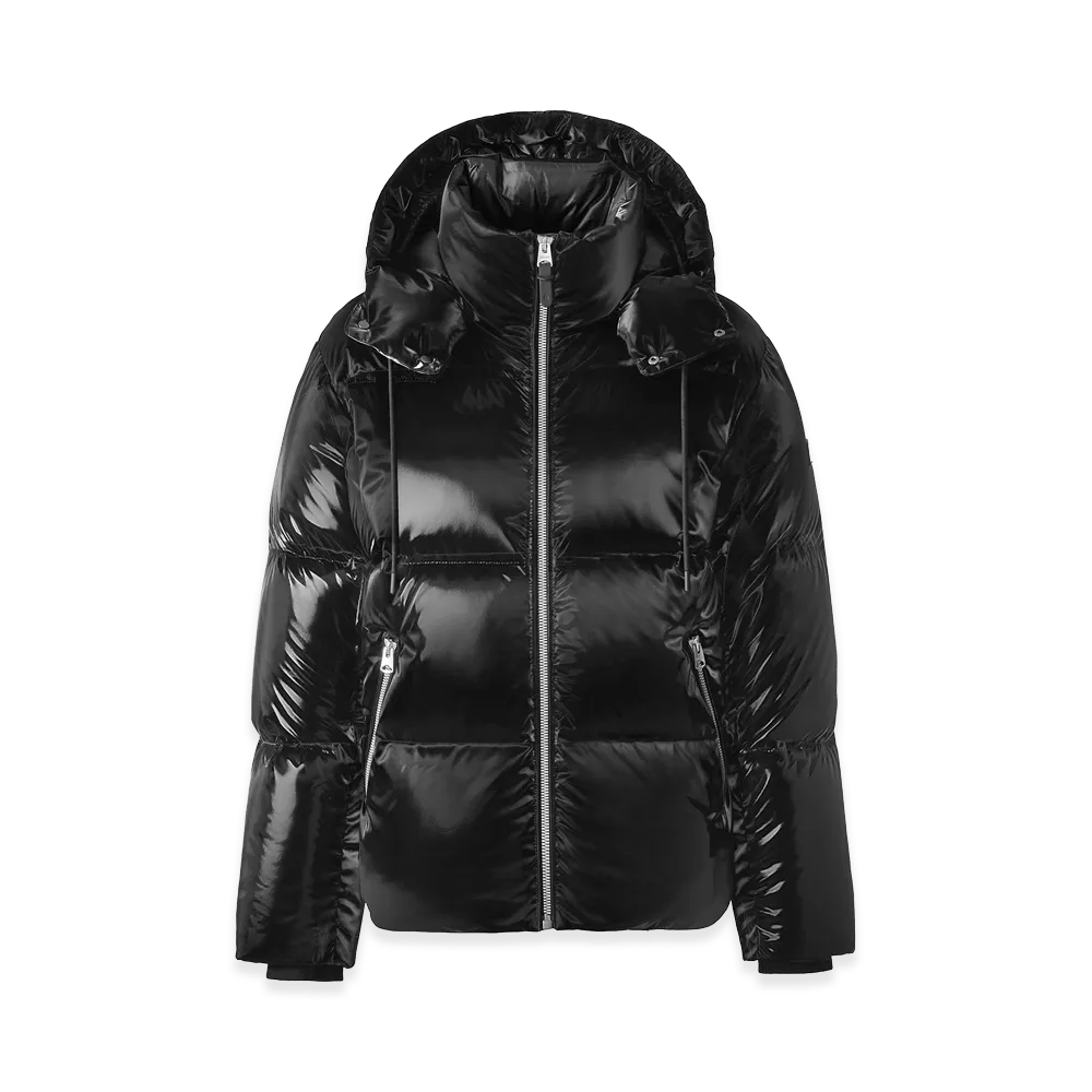 MACKAGE Kent-Glo High-Gloss Removable Hooded Down Jacket "Black"