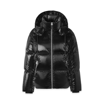 MACKAGE Kent-Glo High-Gloss Removable Hooded Down Jacket "Black"