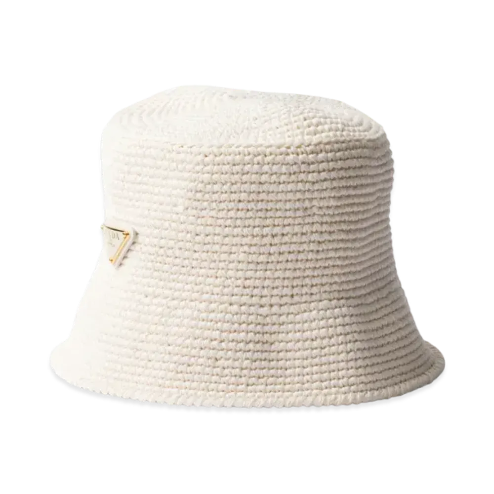 PRADA Crochet Bucket Hat "Ivory"