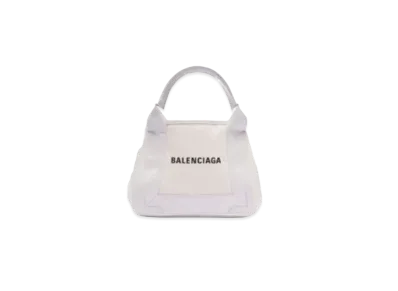 BALENCIAGA Navy Cabas XS Canvas Tote "White"