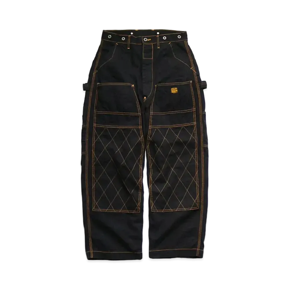 KAPITAL THIN CANVAS WIDE RUMBER PANTS "Black"