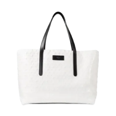 JIMMY CHOO PIMLICO/S Star Emboss Glossy Fabric Tote Bag "Latte"