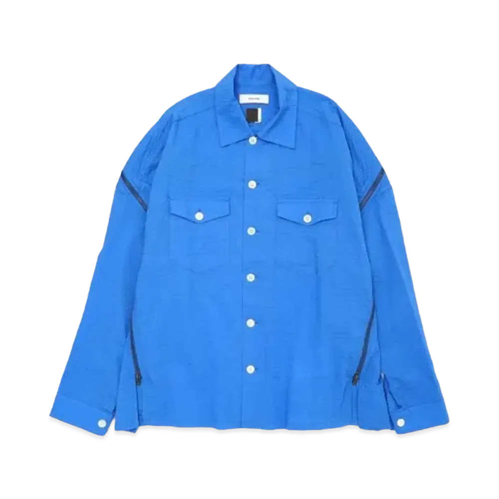 FACETASM Wrinkle Crushed Zip Shirt "Light Blue"