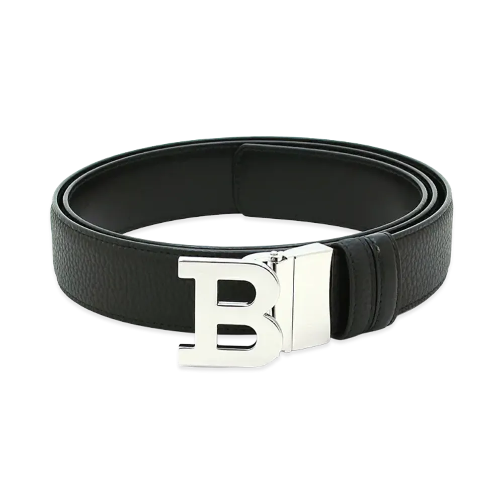 BALLY Reversible B Buckle Belt "Black/Black"