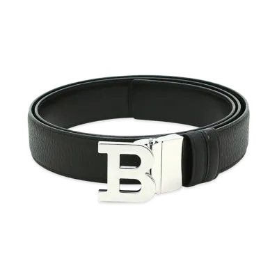 BALLY Reversible B Buckle Belt "Black/Black"