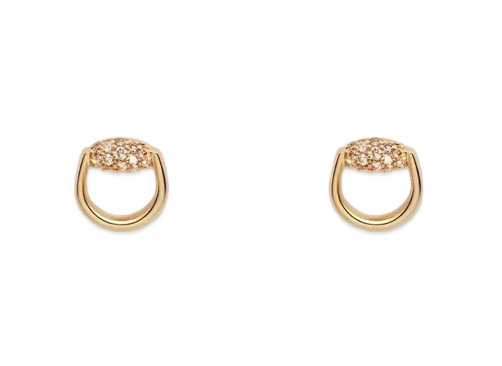 GUCCI Horsebit Rivet Diamond Earrings "Gold"