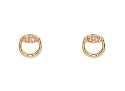 GUCCI Horsebit Rivet Diamond Earrings "Gold"