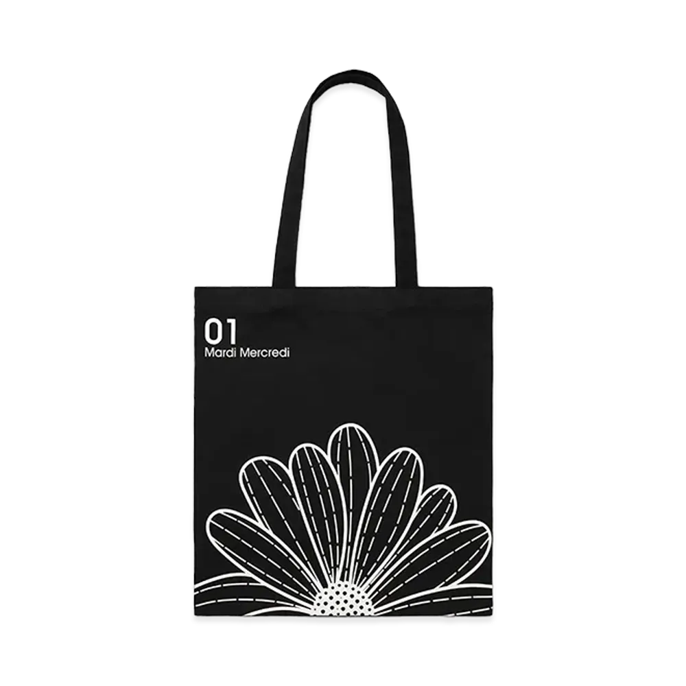Mardi Mercredi Canvas Bag Flower "Black/White"