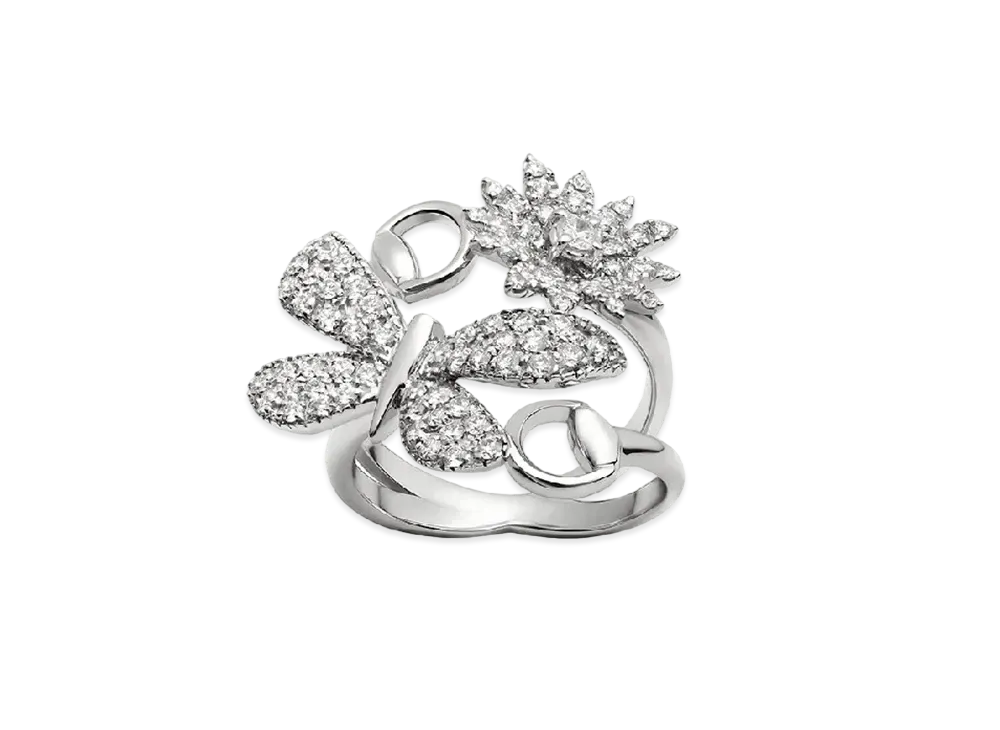 GUCCI Floral Necklace White Gold and Diamonds "White Gold"