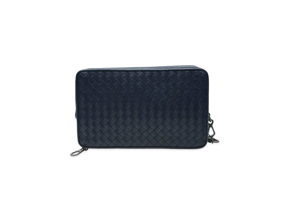Bottega Veneta Lambskin Clutch Bag "Dark Blue"