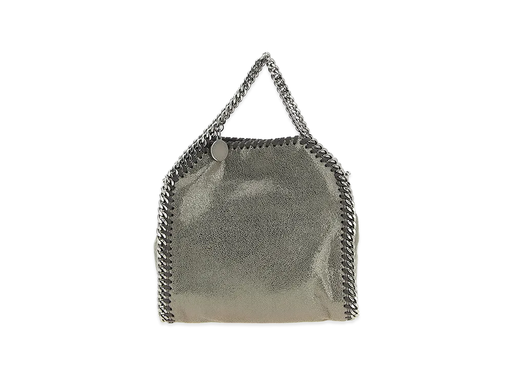 STELLA McCARTNEY Women's Falabella Tiny Bag Eco Shiny Dotted Chamois W/Ruthenium Chain - Airlite "Steel"