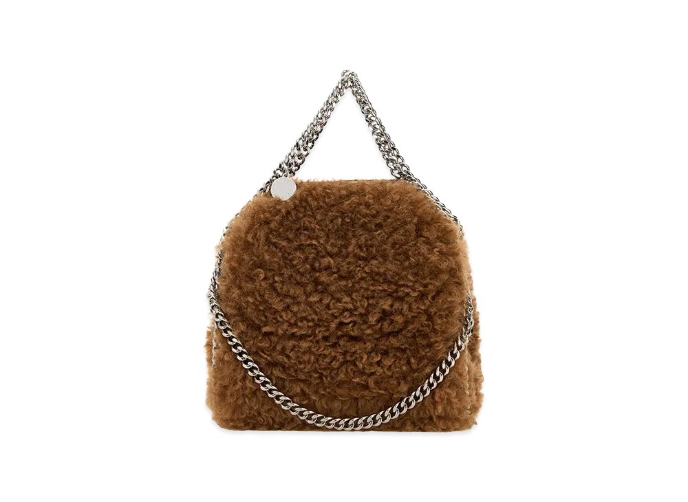 STELLA McCARTNEY Women's Biscuit Alter Mat Shearling Falabella Handbag "Camel"
