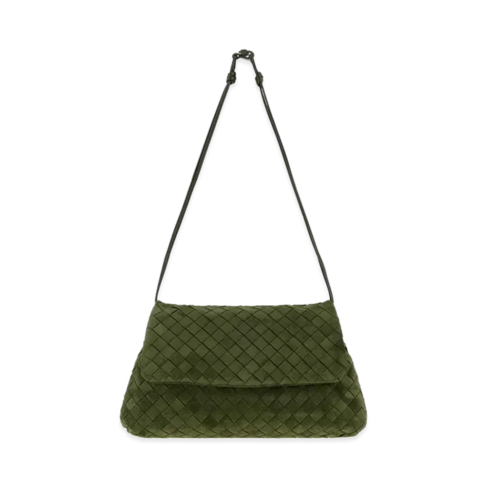Bottega Veneta Women's Bottle Suede Giorno Shoulder Bag "Green"