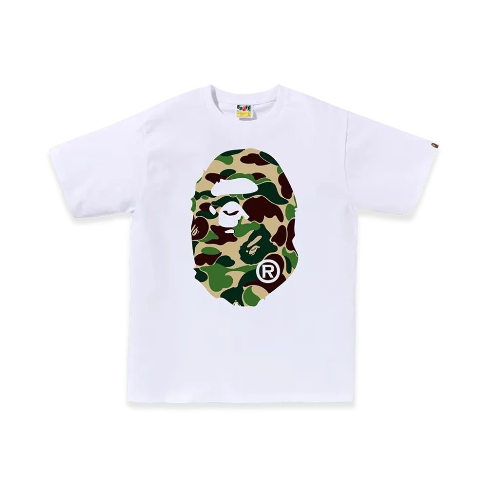 A BATHING APE Abc Camo Big Ape Head Tee "White/Green"