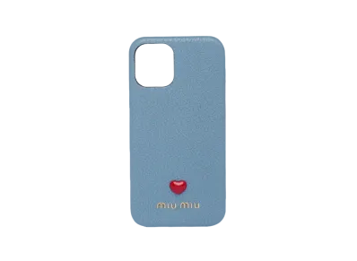 MIU MIU Madras Love Leather iPhone 12 Mini Cover "Light Blue"