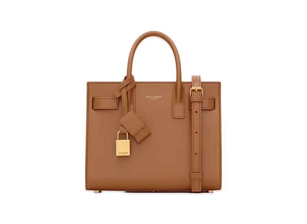 Saint Laurent Women's Brown Leather Nano Sac De Jour Handbag "Fox"