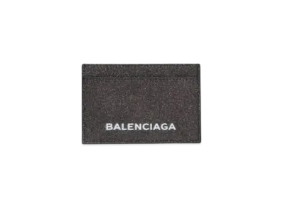 BALENCIAGA Basic Single Card Holder Glitter Essential Accessory "Black"