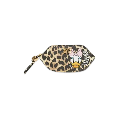 GANNI x Disney Daisy Duck Leopard Coin Purse "Almond Milk"