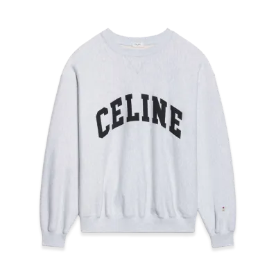 CELINE Women's Sweatshirt Cotton Fleece "Pale Gray/Black"