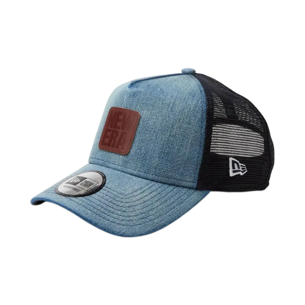 NEW ERA 9Forty A-Frame Tracker Denim Leather Patch "Washed Denim"