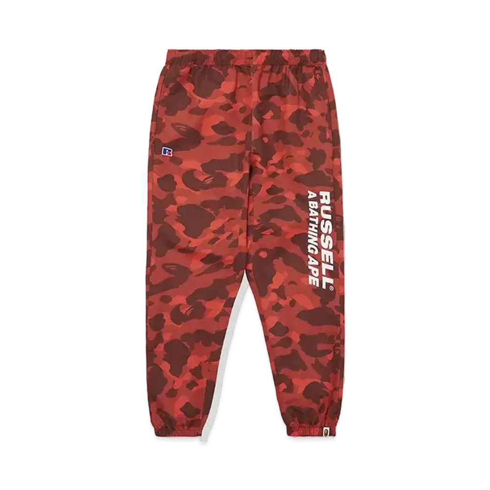 A BATHING APE x RUSSELL Color Camo Track Pants "Red"