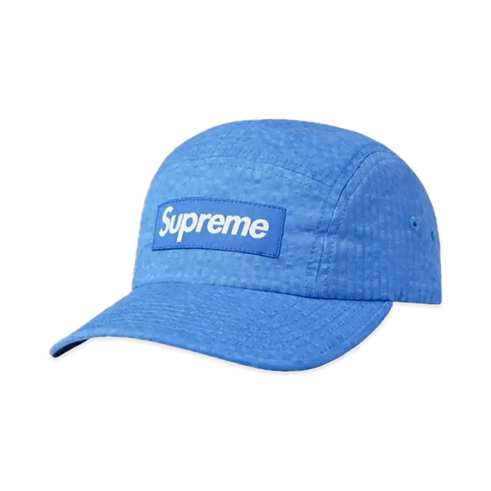Supreme Washed Seersucker Camp Cap "Blue"