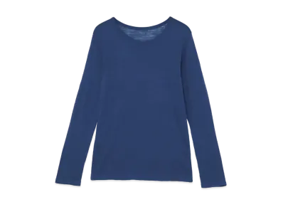 Yohji Yamamoto Y's WOOL SILK GAUZE PLAIN STITCH ROUND NECK LONG SLEEVE T "Blue"
