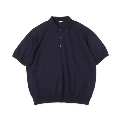 A.PRESSE Cotton Knit S/S Polo Shirts "Navy"