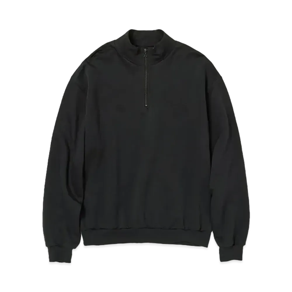 AURALEE Elastic High Gauge Sweat Half Zip P/O "Ink Black"