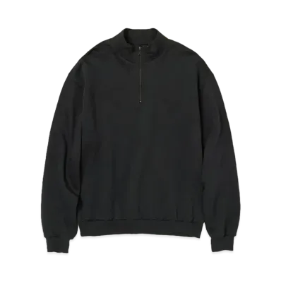 AURALEE Elastic High Gauge Sweat Half Zip P/O "Ink Black"