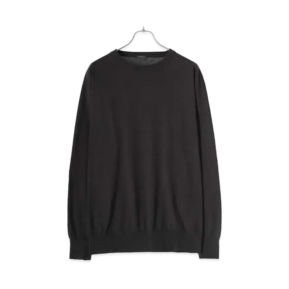COMOLI Cotton Crew Neck Knit "Fade Black"