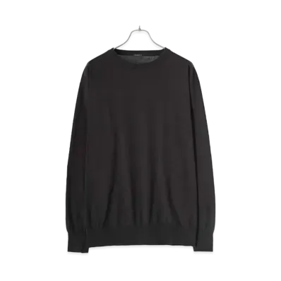 COMOLI Cotton Crew Neck Knit "Fade Black"