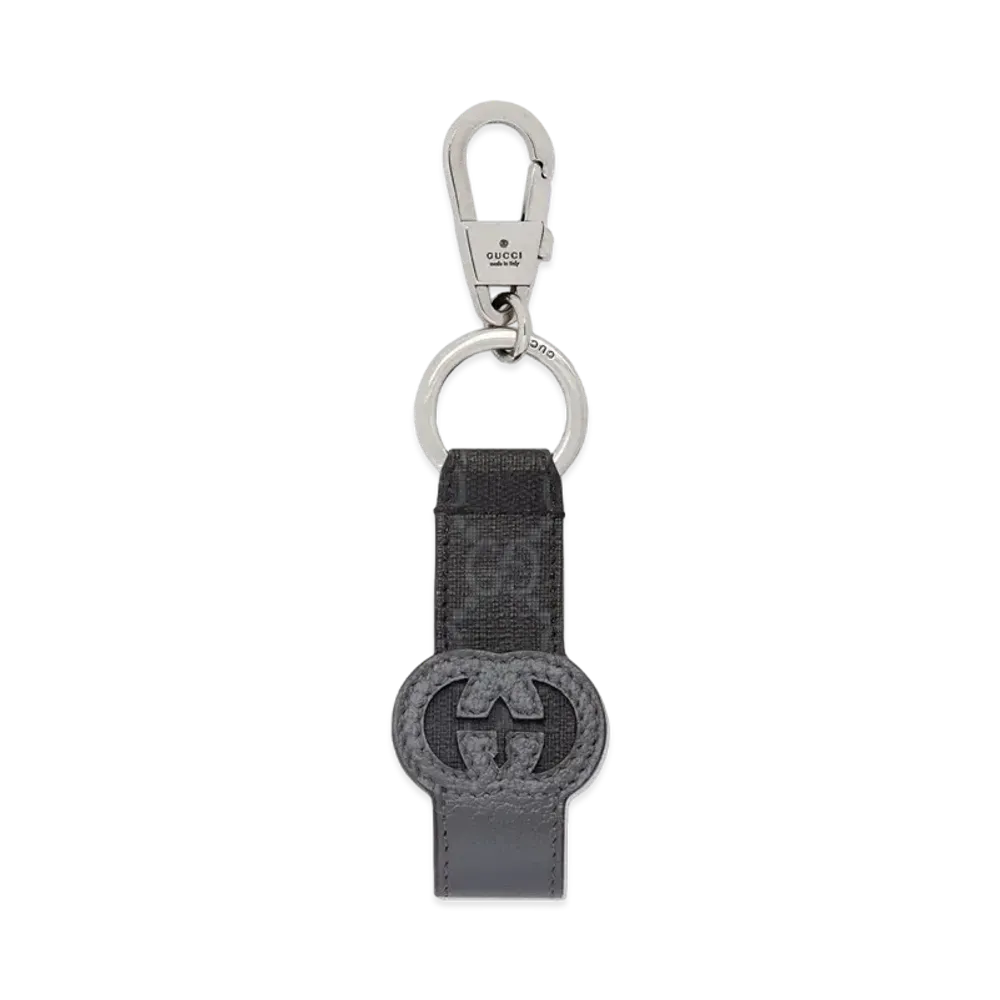 GUCCI Cutout Interlocking G Keychain "Black/Gray"