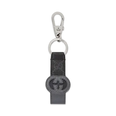 GUCCI Cutout Interlocking G Keychain "Black/Gray"