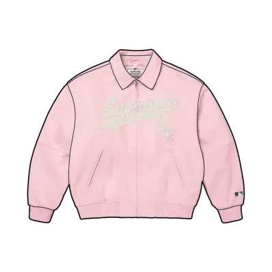 Supreme Chicago White Sox Leather Varsity Jacket "Pink"