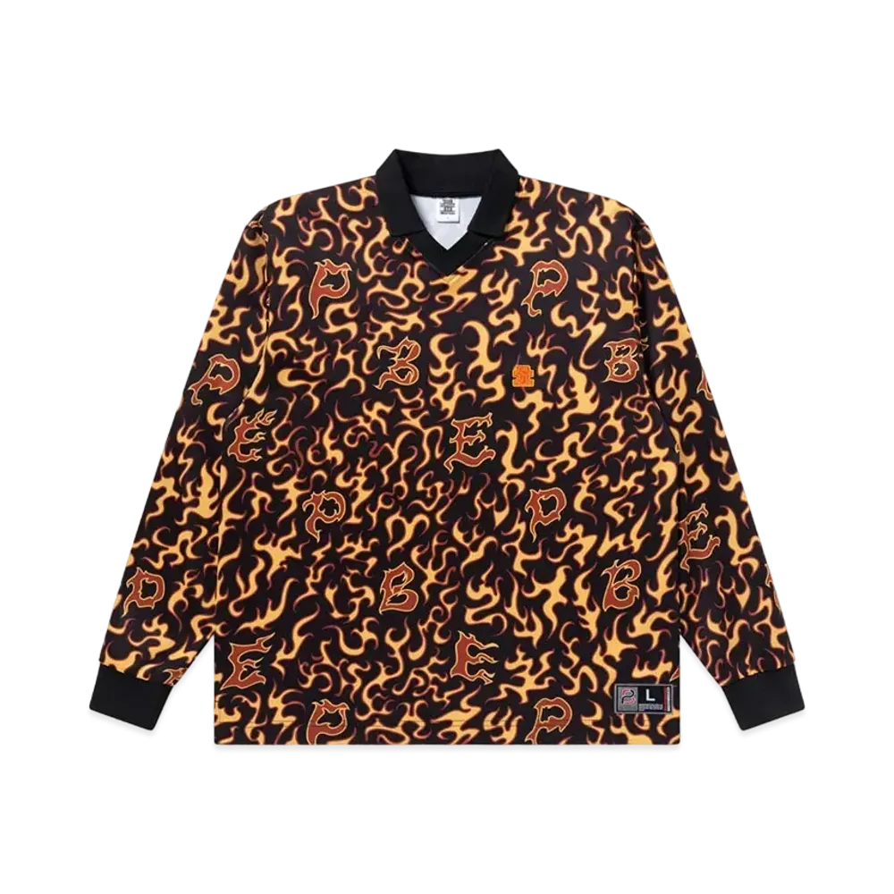 BlackEyePatch Flame Patterned Game Shirt "Yellow"