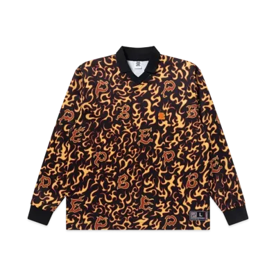BlackEyePatch Flame Patterned Game Shirt "Yellow"