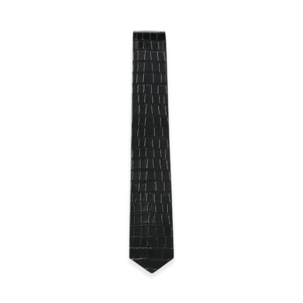BEAMS FUTURE ARCHIVE Croco Leather Tie "Black"