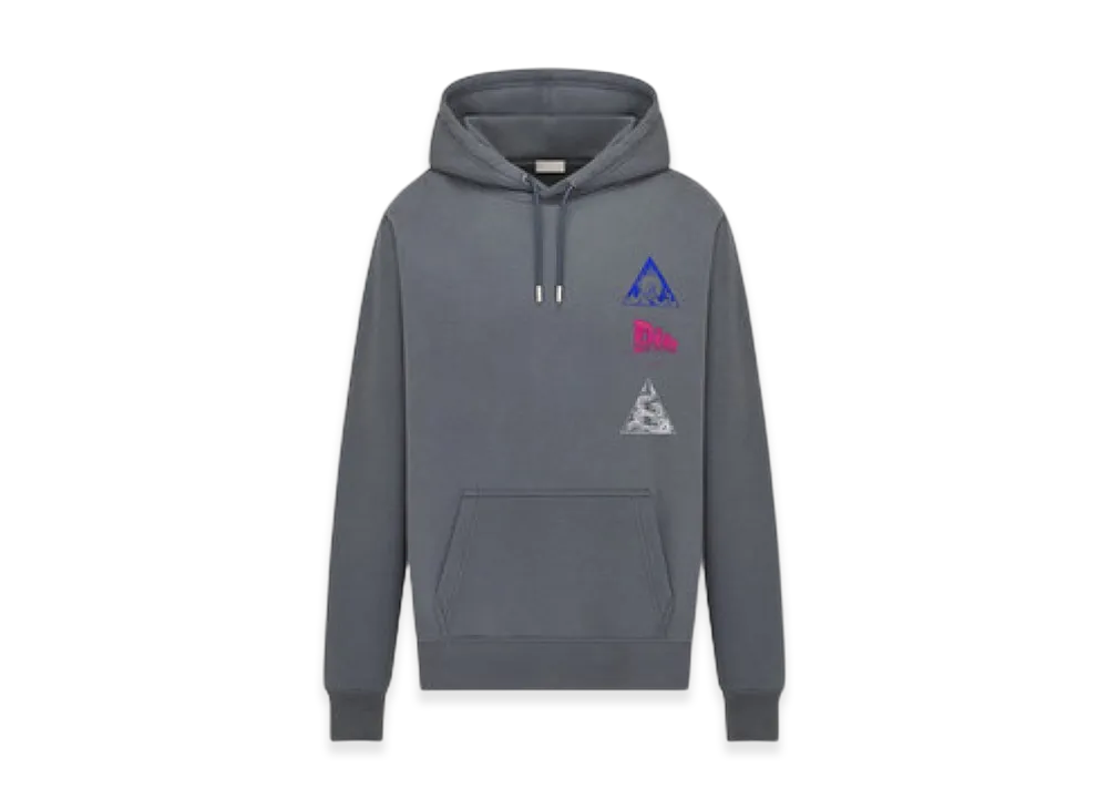 ディオール リラックスド フィット オーガニック コットン フリース フーデッド スウェットシャツ "グレー" 393J691A0531_C889