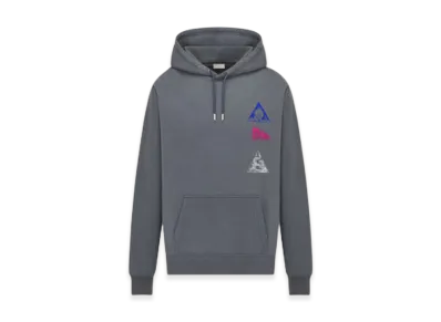 Dior Relaxed Fit Organic Cotton Fleece Hooded Sweatshirt "Grey"