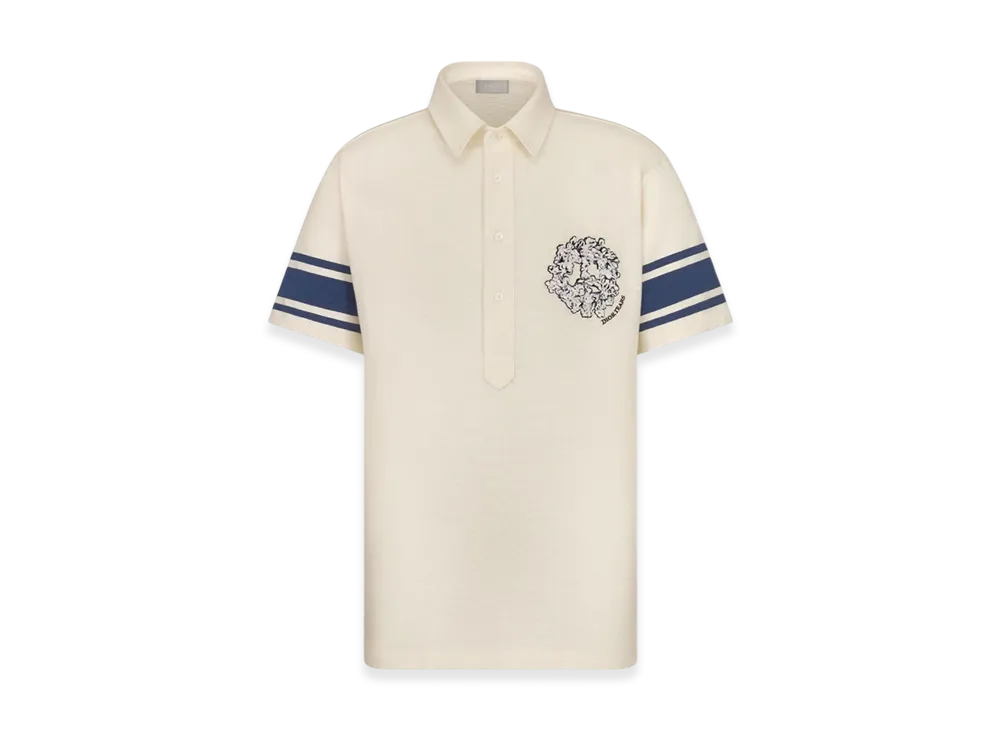 Dior x Denim Tears Dior Tears Slub Cotton Jersey Relaxed Fit Polo Shirt "White"
