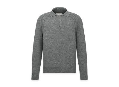 Dior Icons Long-Sleeved Cashmere Jersey Polo Shirt "Gray"