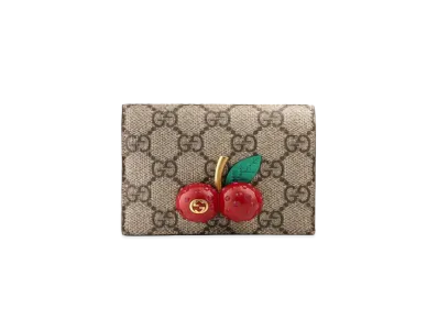 GUCCI Cherry GG Supreme Canvas Card Case