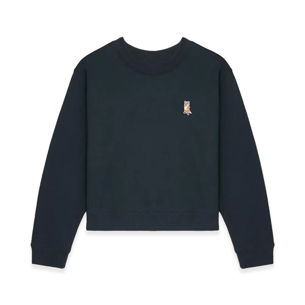 Maison Kitsune Women's Lady Fox Cotton Cropped Sweatshirt "Blue"