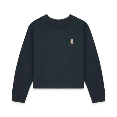 Maison Kitsune Women's Lady Fox Cotton Cropped Sweatshirt "Blue"