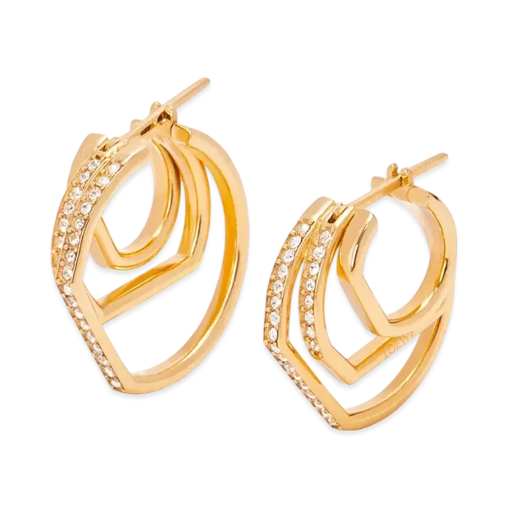 LOEWE Stacked Hoop Earrings "Gold/White"