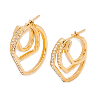 LOEWE Stacked Hoop Earrings "Gold/White"