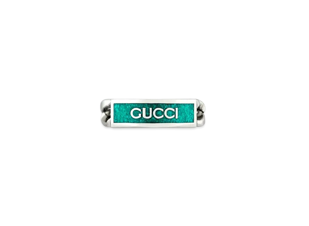 GUCCI Enamel Ring With Gucci Logo "Turquoise"