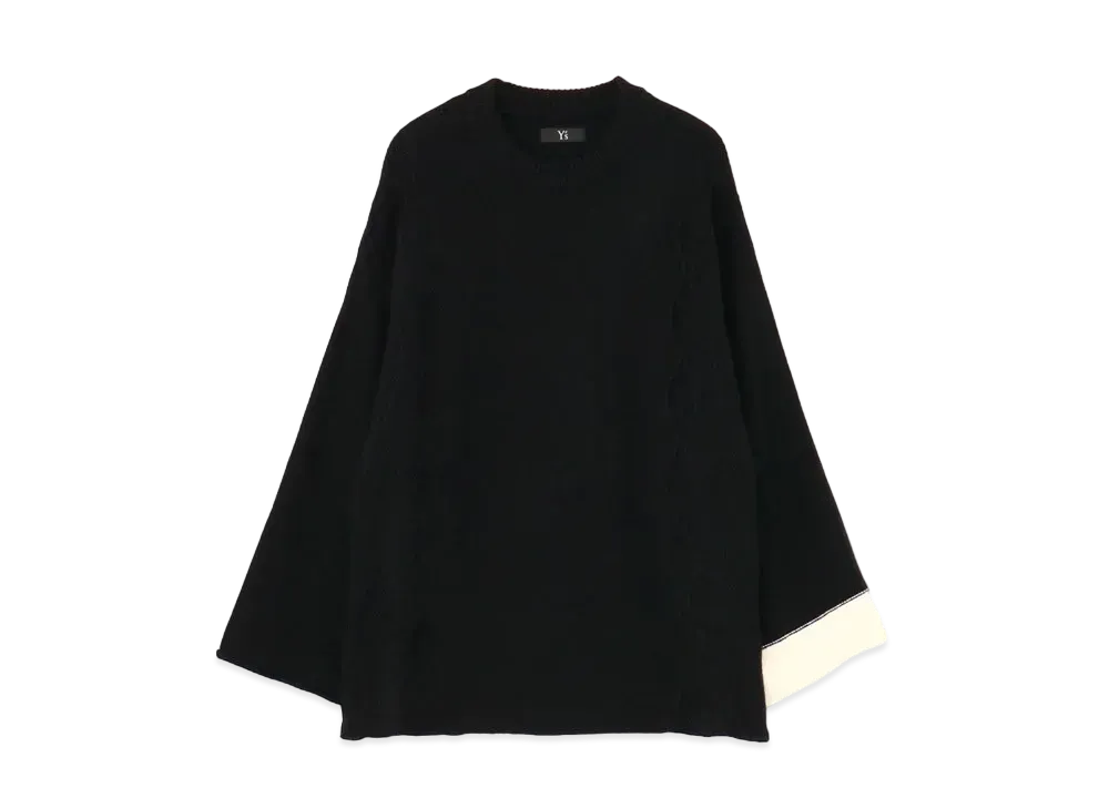 Yohji Yamamoto Y's WOOL CABLE KNITTING COLOR COMBI PULLOVER "Black"